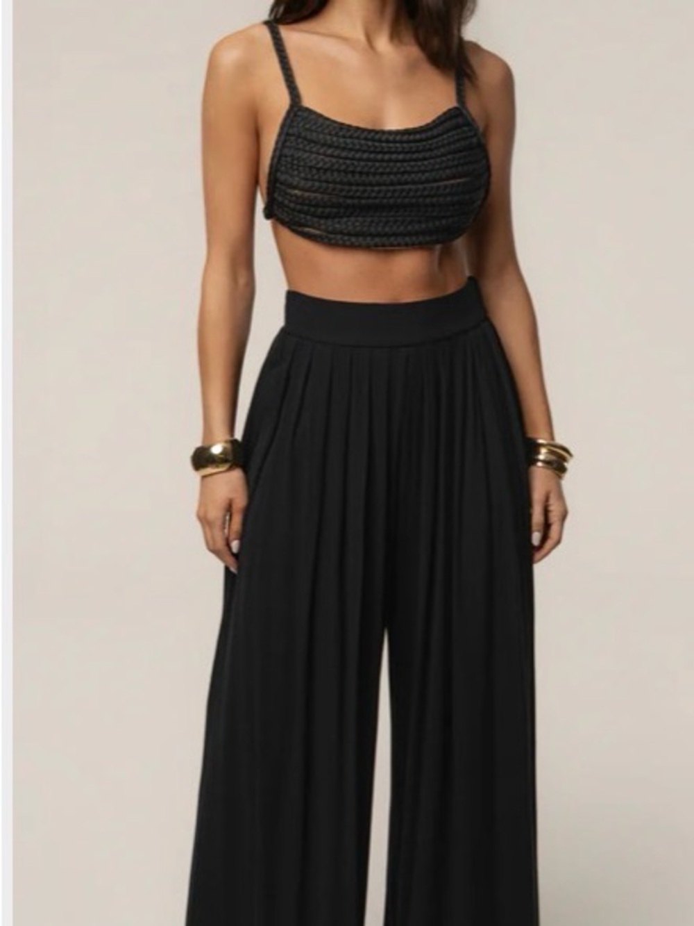 JLUX LABELBlack Wide-Leg Palazzo Pants - Women's High-Waist Comfortable